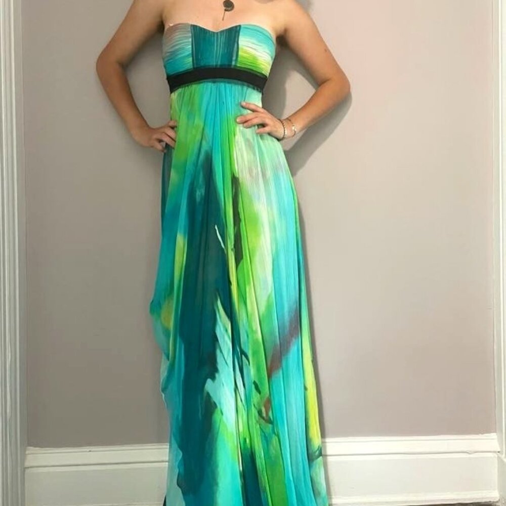 BCBG long blue and green formal dress